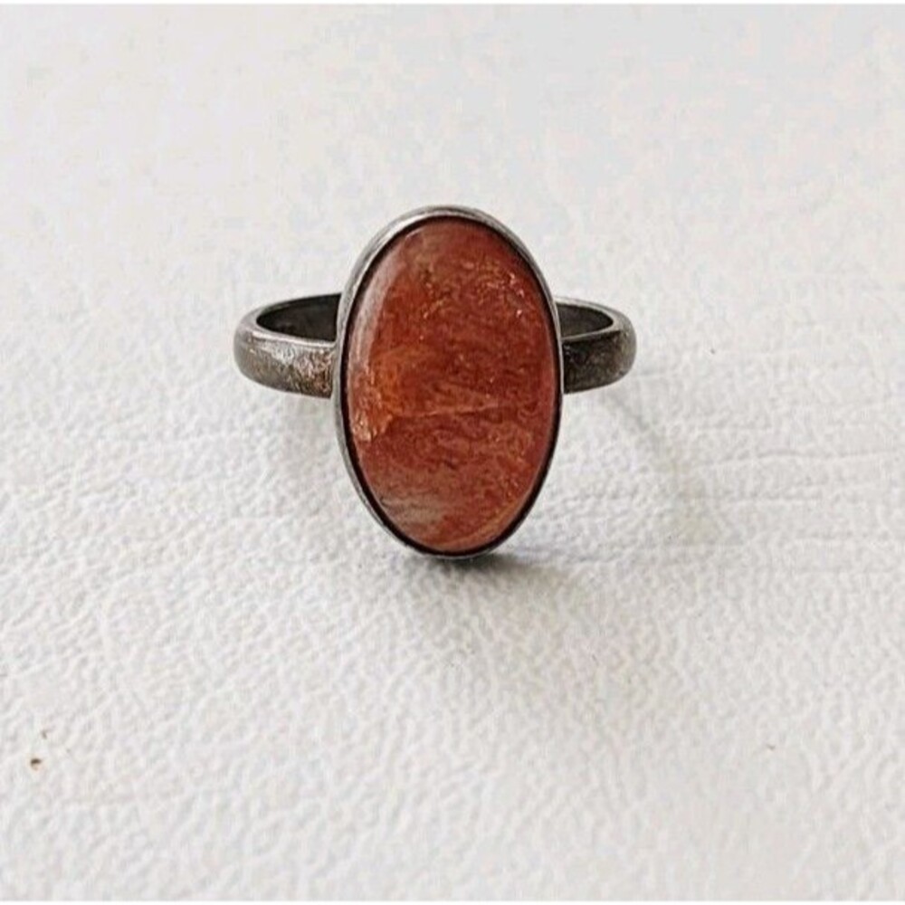 Oval Sunstone Ring Bohemian Ring 925 Sterling Silver 8.5